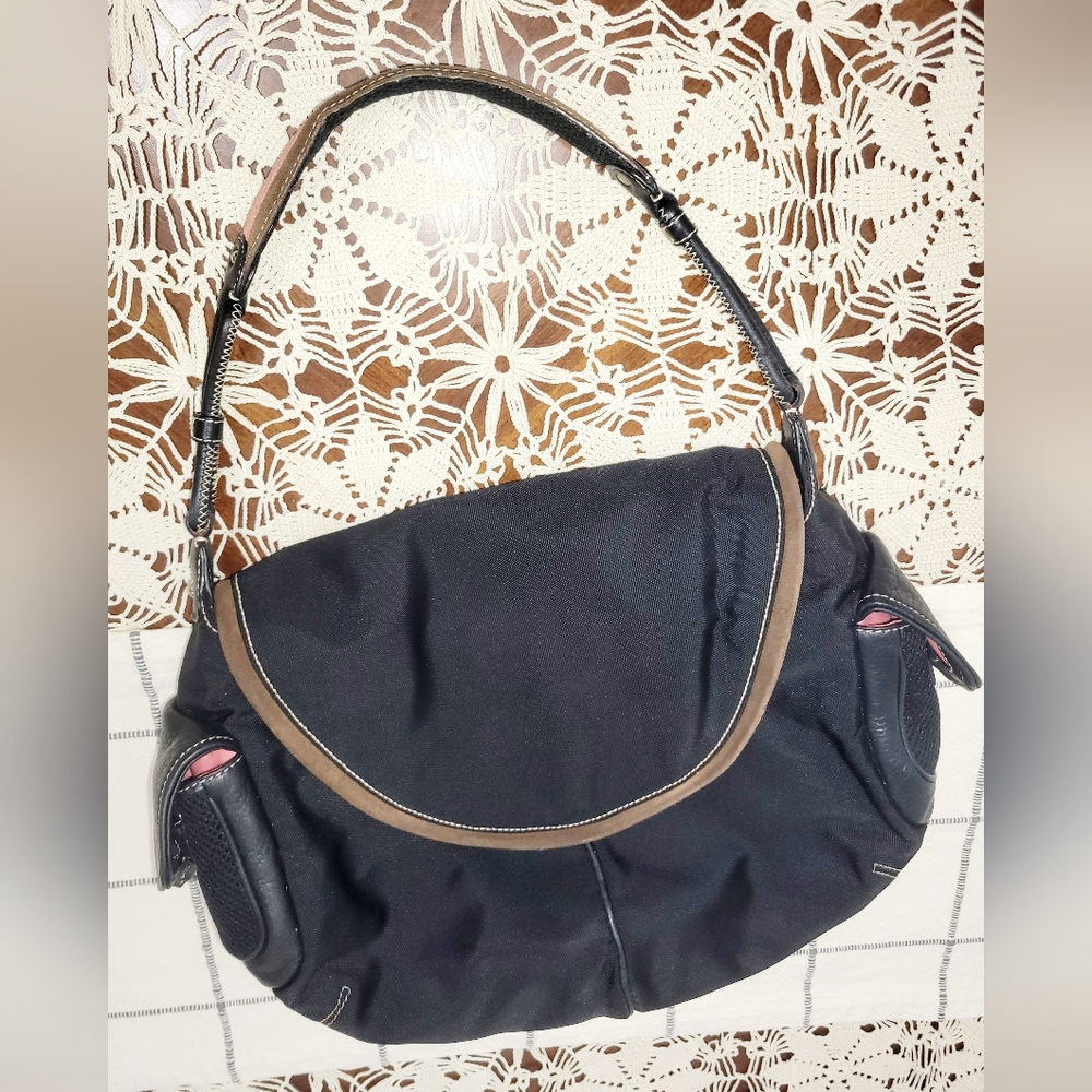 Cole Haan Tyler Nylon Hobo Shoulder Bag & Leather Satchel Black w/Tassels
